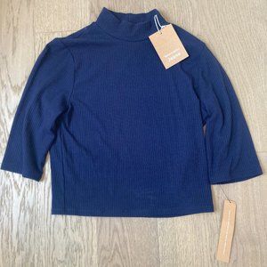 Reformation Tara Top Mock Neck in Navy Blue Size S NWT